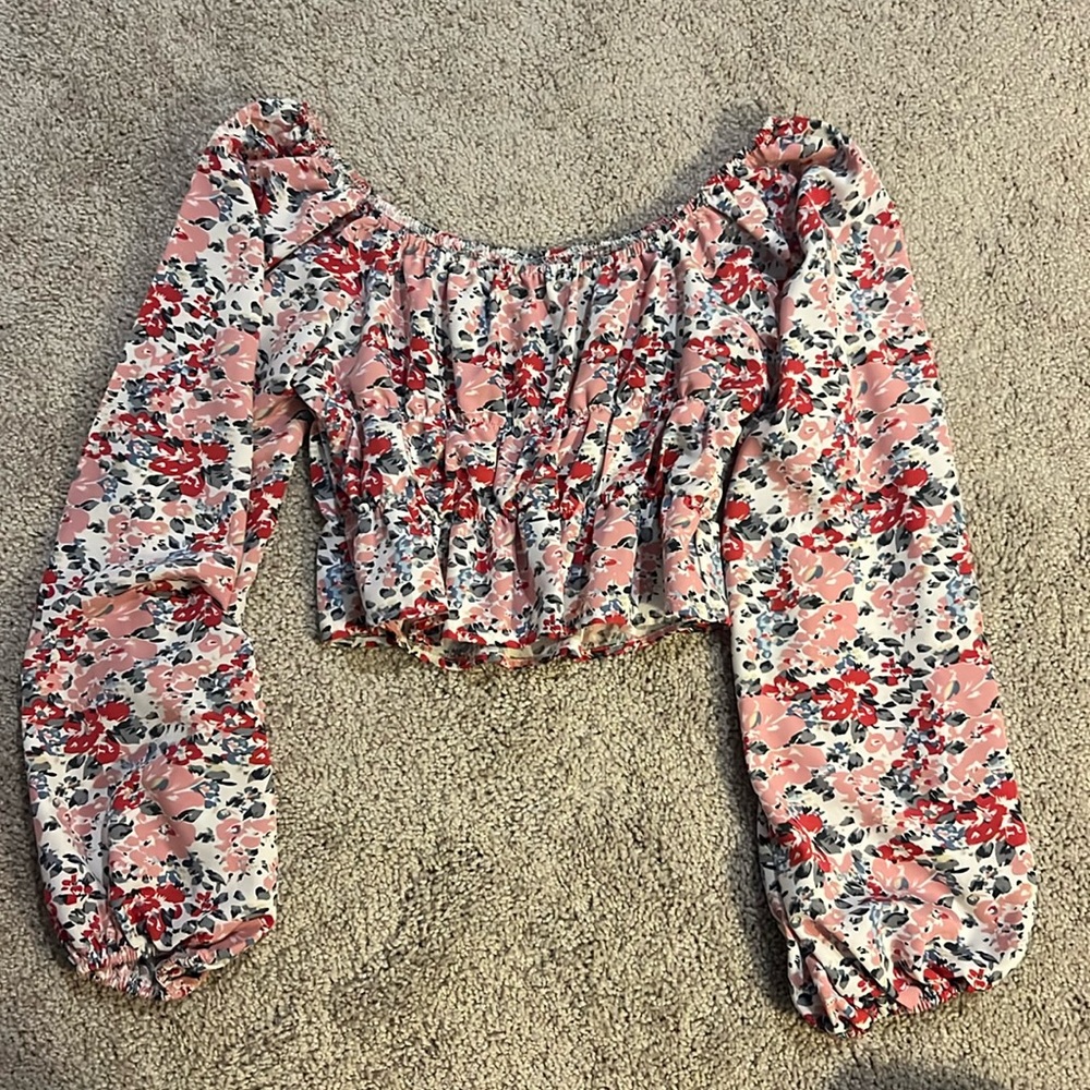 SHEIN floral crop top XS